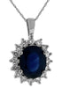 LARGE 3.65CT DIAMOND & AAA SAPPHIRE 14KT WHITE GOLD OVAL & ROUND FLOWER PENDANT