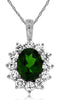 LARGE 3.0CT DIAMOND & AAA RUSSALITE 14KT WHITE GOLD OVAL & ROUND FLOWER PENDANT