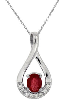 .47CT DIAMOND & AAA RUBY 14KT WHITE GOLD OVAL & ROUND INFINITY FLOATING PENDANT