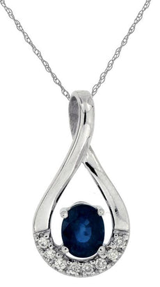 .50CT DIAMOND & AAA SAPPHIRE 14KT WHITE GOLD 3D OVAL INFINITY FLOATING PENDANT