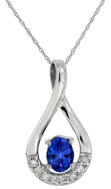 .41CT DIAMOND & AAA TANZANITE 14KT WHITE GOLD 3D OVAL INFINITY FLOATING PENDANT