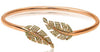 .51CT CHOCOLATE FANCY DIAMOND 14K ROSE GOLD DOUBLE LEAF FLEXIBLE BANGLE BRACELET