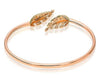 .51CT CHOCOLATE FANCY DIAMOND 14K ROSE GOLD DOUBLE LEAF FLEXIBLE BANGLE BRACELET