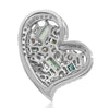 1.84CT WHITE & MOCHA DIAMOND & AAA EMERALD 14K WHITE GOLD HEART FLOATING PENDANT